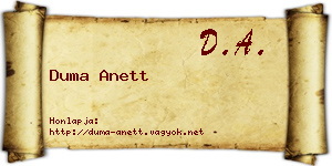 Duma Anett névjegykártya